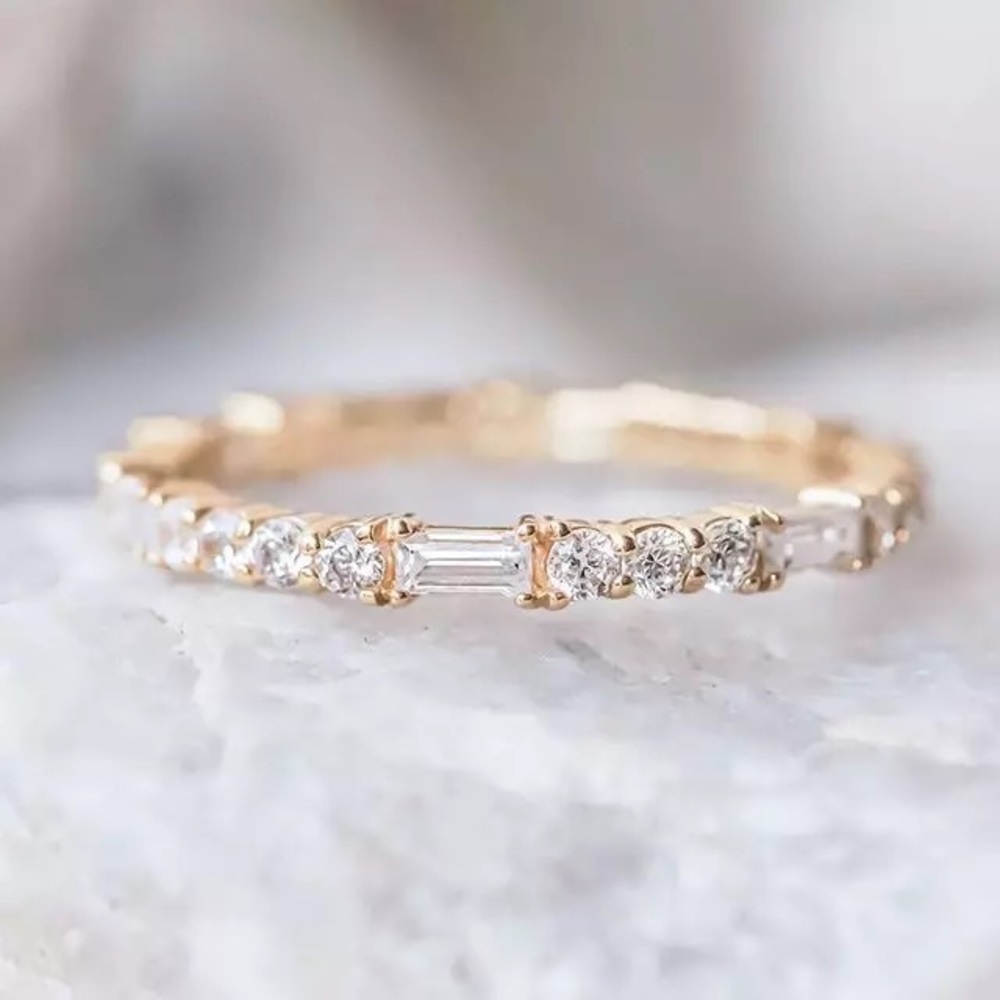 New Women’s Yellow Gold Plated Diamond Ring - Picture 2 of 2